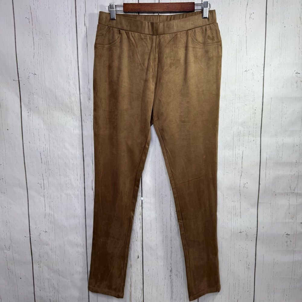 Marc Bouwer Unlimited Womens Faux Suede Camel Brown Leggings Size M Neutral Fall